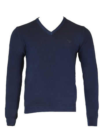 Gant Men's O2 Washed Merino V-Neck Sweater, Medium, Indigo Blue