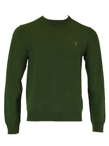 Gant Men's Superfine Lambswool Crew Neck Sweater, Medium, Wood