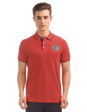 GANT Bright Red American Flag Patch Pique Rugger Polo 2022011 Size M NWT