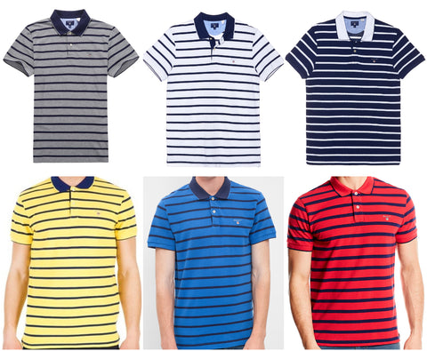 GANT Men's Breton Stripe Pique Short Sleeve Rugger 222137 Size M $115 NWT