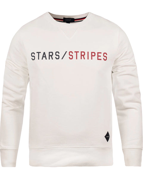 Gant Men's Stars/Stripes Crew Neck Sweatshirt, Eggshell, Medium