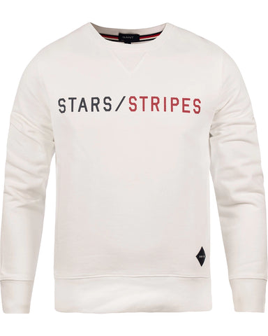 Gant Men's Stars/Stripes Crew Neck Sweatshirt, Eggshell, Medium
