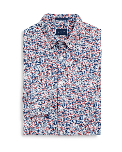 GANT Mahogny Red Rose Dot Print Slim Fit Button Down 3002172 Size M NWT