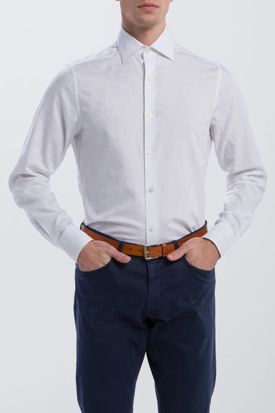 GANT White Rose Jacquard Slim Fit Point Collar Shirt 3002076 Size M NWT