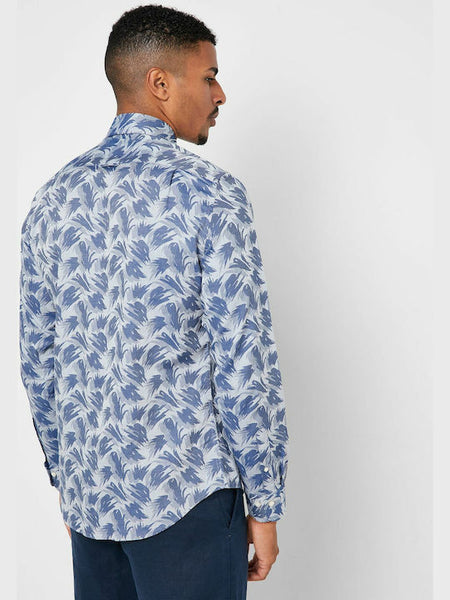 GANT Poseidon Blue Wave Jacquard Slimt Fit Spread Collar 3003076 Size M NWT