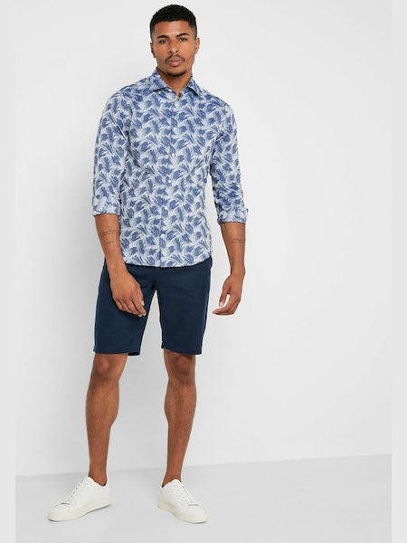 GANT Poseidon Blue Wave Jacquard Slimt Fit Spread Collar 3003076 Size M NWT