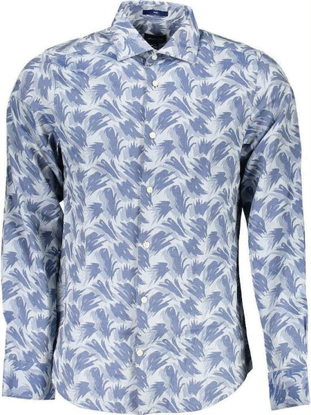 GANT Poseidon Blue Wave Jacquard Slimt Fit Spread Collar 3003076 Size M NWT