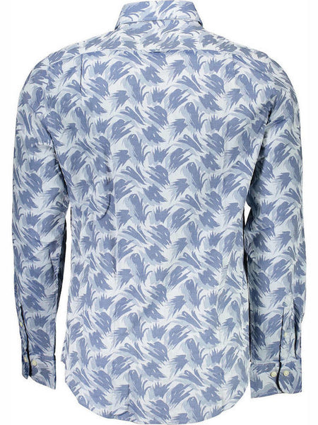 GANT Poseidon Blue Wave Jacquard Slimt Fit Spread Collar 3003076 Size M NWT