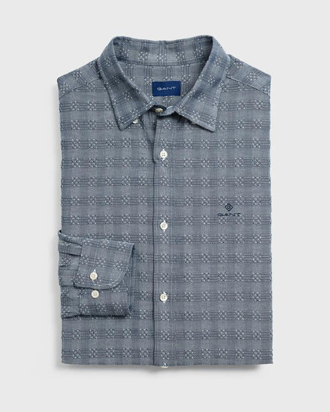 GANT Evening Blue Dobby Weave Button Down Shirt 3005360 Size M NWT