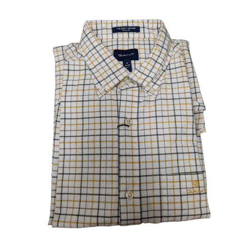 GANT Warm Khaki Beefy Oxford Check Button Down Shirt 3005470 Size M NWT