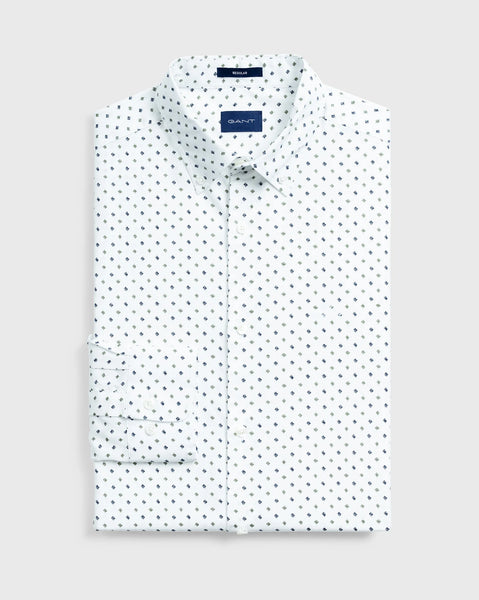 GANT Men's Loden Green Micro Scribble Print Button Down Shirt 3005770 Size M