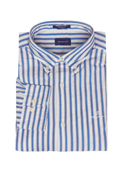 GANT Blue Lagoon Tech Prep Textured Stripe Slim Button Down 3008322 Size M NWT
