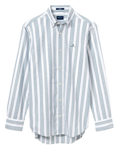 GANT Ivy Green Tech Prep Wide Stripe Button Down Shirt 3008420 Size M NWT