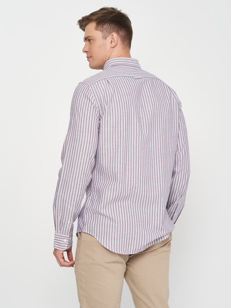 GANT Raspberry Red Tech Prep Oxford Multi Stripe Slim Shirt 3013232 Sziz M NWT