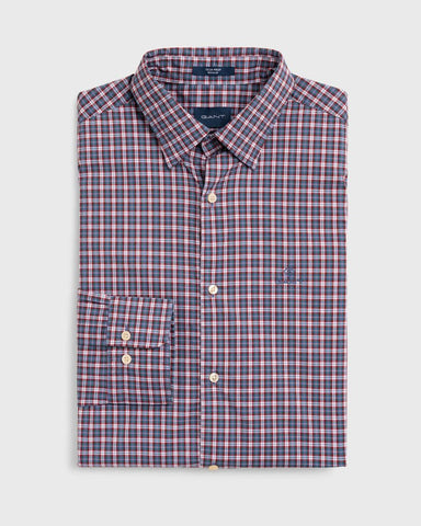 GANT Poseidon Blue Tech Prep Broadcloth Microplaid Shirt 3013730 Size M NWT