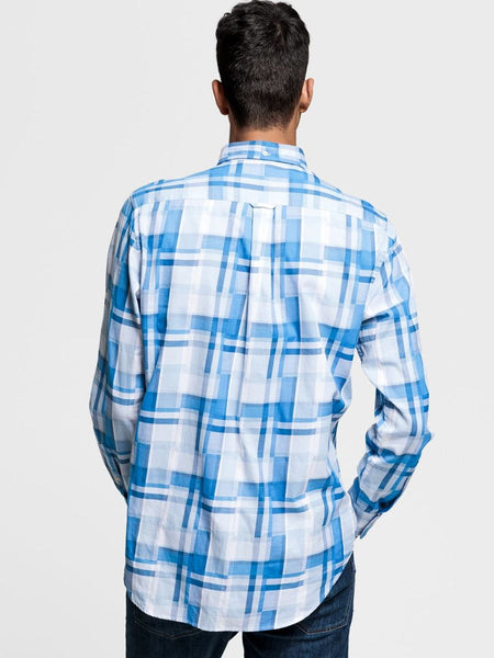 GANT Hamptons Blue Madras Irregular Button Down Shirt 3014730 Size M NWT