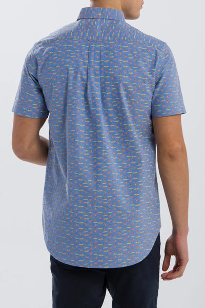 GANT Capri Blue Micro Surfer Short Sleeve Button Down Shirt 3014931 Size M NWT