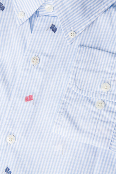 GANT LE MANS Capri Blue Stripe Flags Fil Coupe Button Down Shirt 3016930 Size M