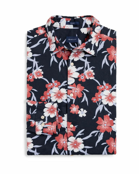 GANT Men's Marine Flower Print PPO Town Shirt 3018334 Size M NWT