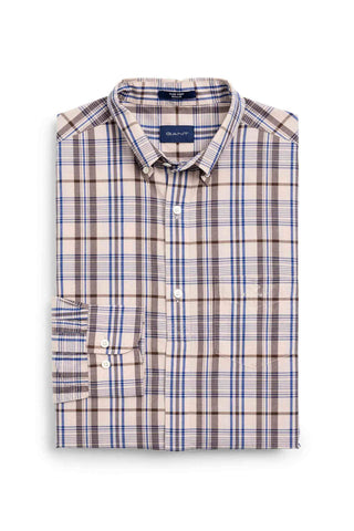 GANT Dry Sand Pure Prep Plaid Broadcloth Button Down Shirt 3019130 Size M NWT