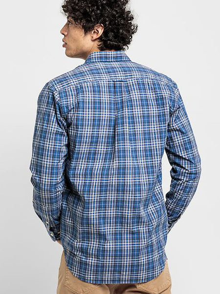 GANT Vintage Blue Tech Prep Jaspe Plaid Button Down Shirt 3019330 Size M NWT