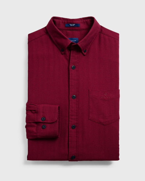 GANT Port Red Tech Prep Herringbone Button Down Shirt 3020030 Size M NWT