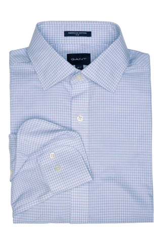 GANT Hamptons Blue American Cotton Check Slim Spread 3057606 Size M NWT