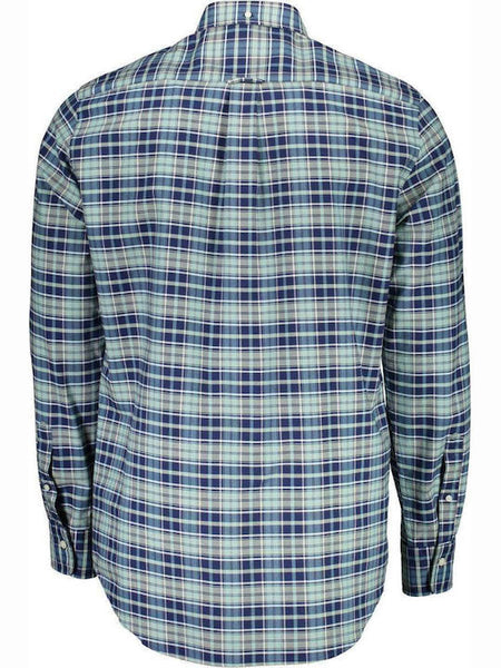 GANT Persian Blue Heather Oxofrd Check Button Down Shirt 3058200 Size M