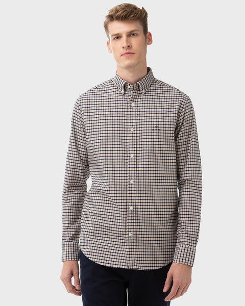 GANT Warm Khaki Heather Oxford Check Button Down Shirt 3058300 Size M NWT