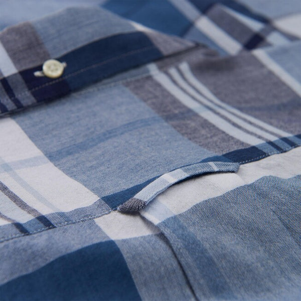 GANT RUGGER Ocean Selvedge Bleeding Madras Short Sleeve Shirt 3080021 Size M