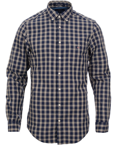 GANT Pearl White Front Desk Twill Check Button Down Shirt 308470 Size Medium