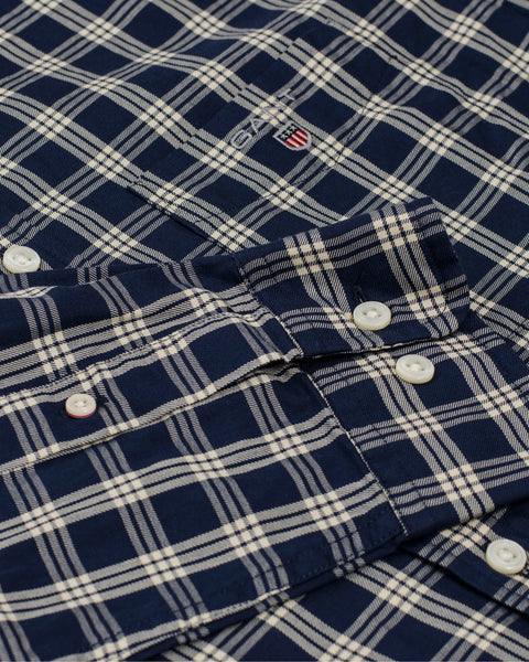 GANT Pearl White Front Desk Twill Check Button Down Shirt 308470 Size Medium