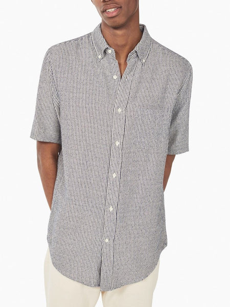 GANT RUGGER Evening Blue Boucle Microstripe Short Sleeve Shirt 341164