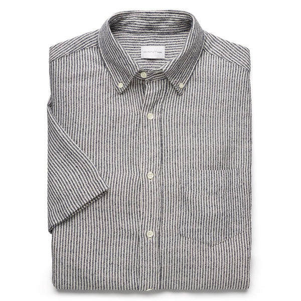 GANT RUGGER Evening Blue Boucle Microstripe Short Sleeve Shirt 341164