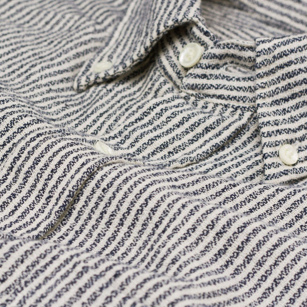 GANT RUGGER Evening Blue Boucle Microstripe Short Sleeve Shirt 341164