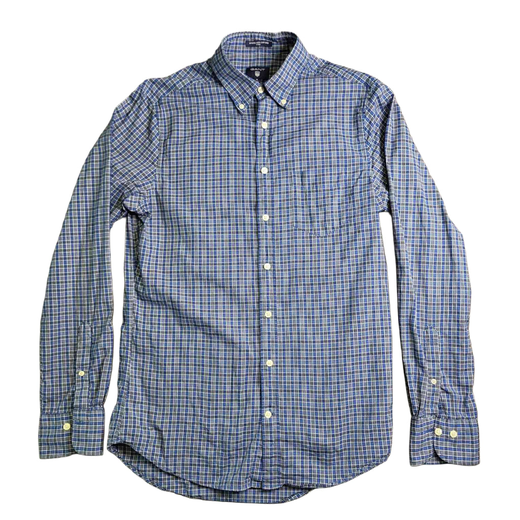 GANT Nautical Blue Windblown Oxford Fitted Button Down Shirt 343179 Size M