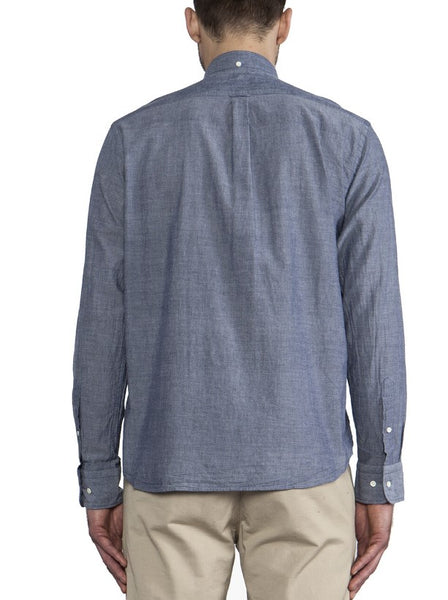 GANT RUGGER Indigo Blue Selvage Madras E-Z OBD Shirt 345760 Size X-Large