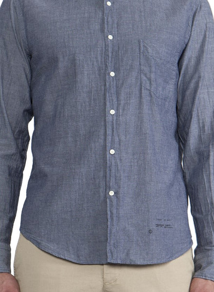 GANT RUGGER Indigo Blue Selvage Madras E-Z OBD Shirt 345760 Size X-Large