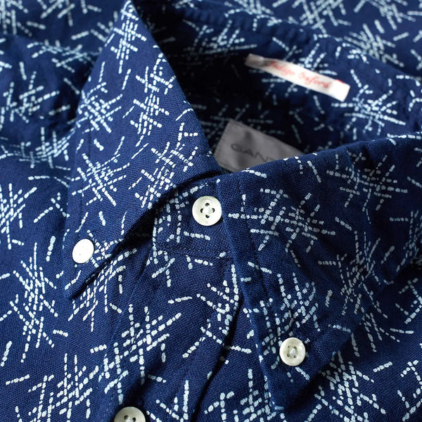 GANT RUGGER Men's Indigo Oxford Mikado Pattern Shirt 348300 Size M $145 NWT