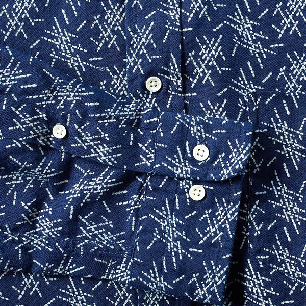 GANT RUGGER Men's Indigo Oxford Mikado Pattern Shirt 348300 Size M $145 NWT