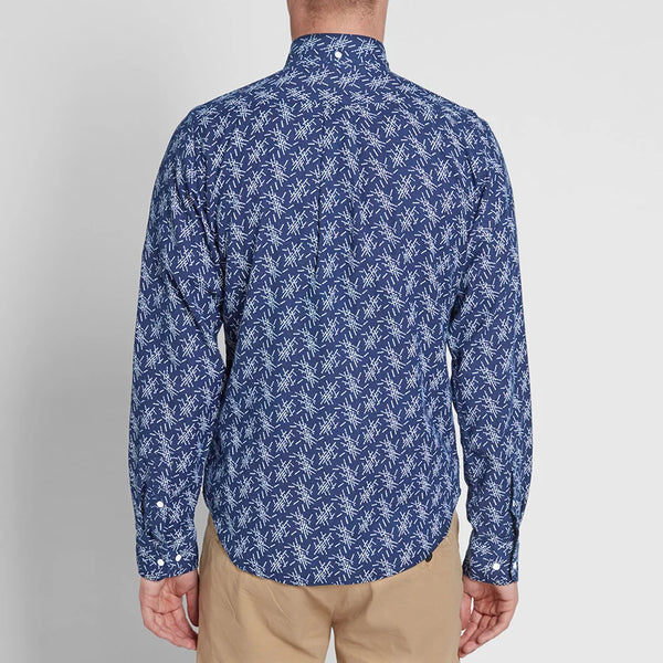 GANT RUGGER Men's Indigo Oxford Mikado Pattern Shirt 348300 Size M $145 NWT