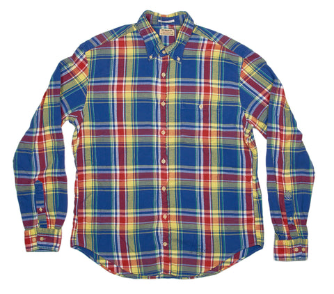 GANT RUGGER Men's Lightning Blue Syracuse Twill Check EZ OBD Shirt $125 NWT