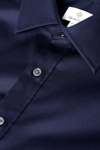 GANT DIAMOND G Persian Blue Plain Sateen Fitted Shirt 384205 Size 39 (M)