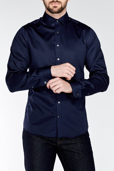 GANT DIAMOND G Persian Blue Plain Sateen Fitted Shirt 384205 Size 39 (M)