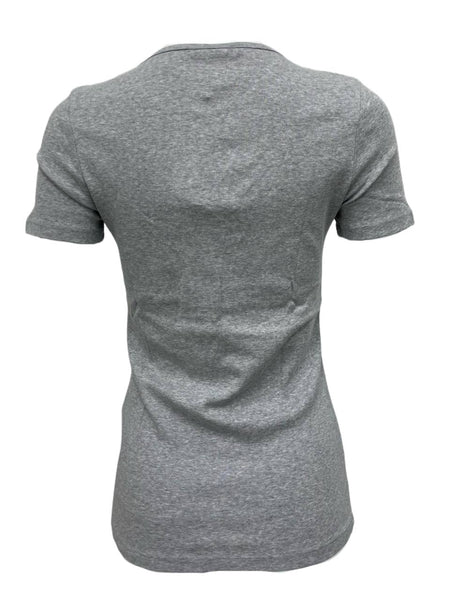 GANT Women's Grey Melange 1x1 Rib Short Sleeve Tee 404702 Size Small