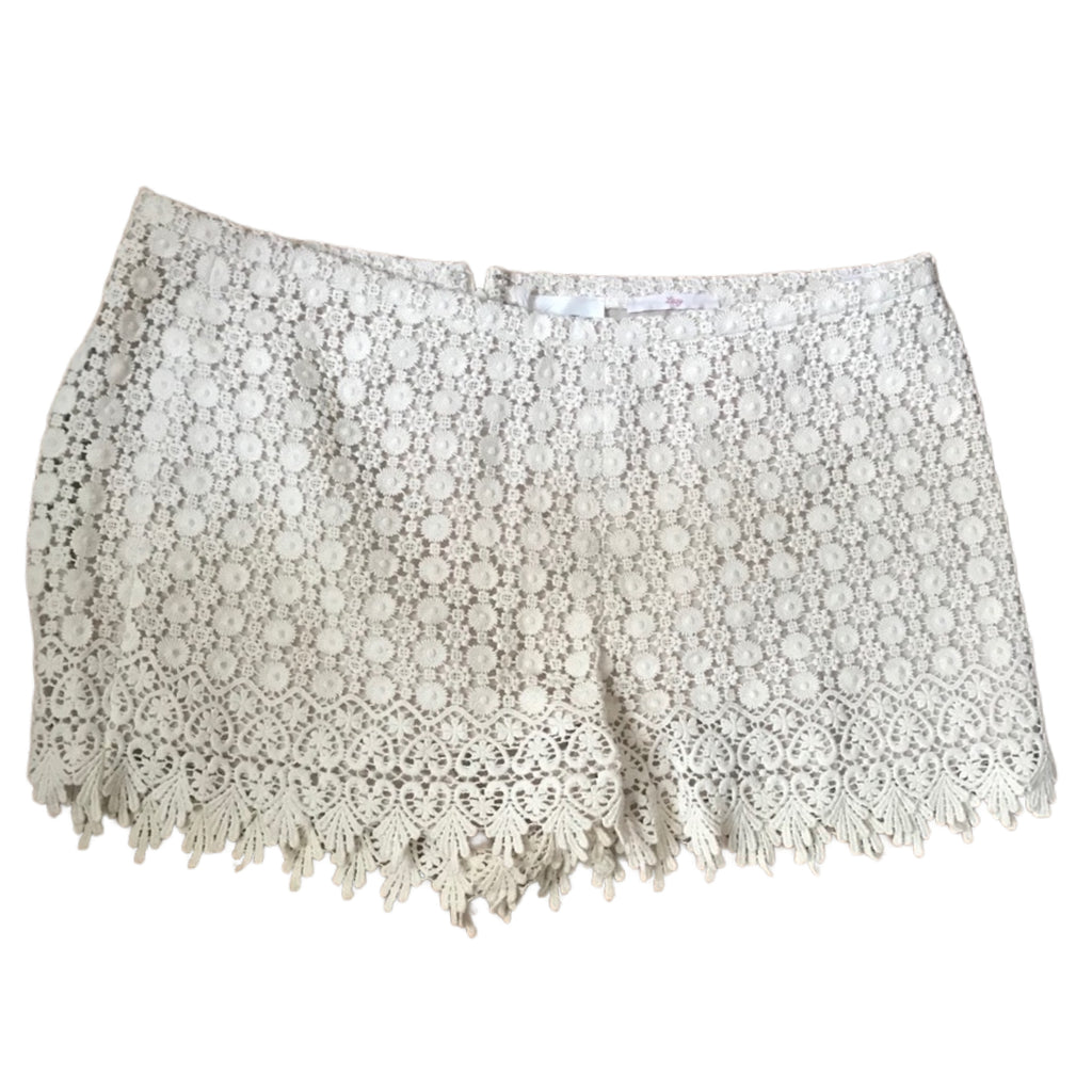 GANT RUGGER Women's Pearl Off White Crochet Lace Lazy Shorts 420374
