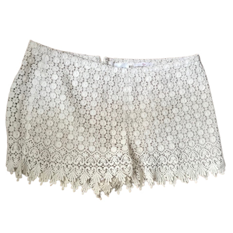GANT RUGGER Women's Pearl Off White Crochet Lace Lazy Shorts 420374