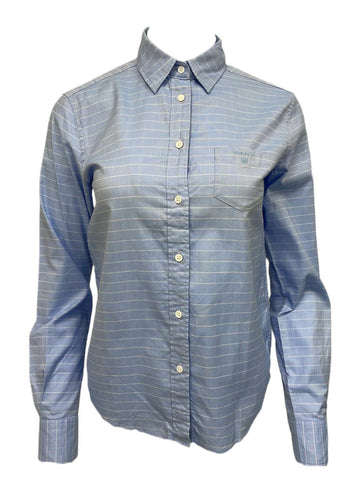 GANT Women's Light Sky Checked PPO BF Shirt 432068 Size 10