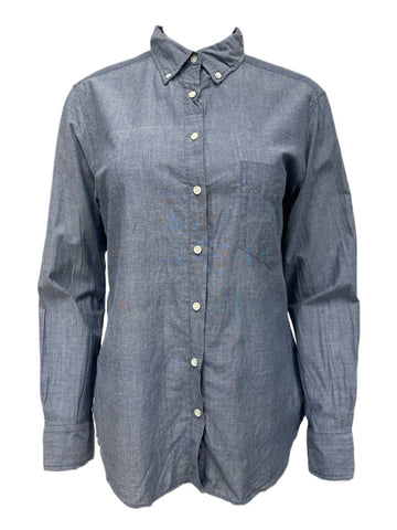 GANT RUGGER Women's Indigo Blue Selvage Madras Shirt 432148 Size XL