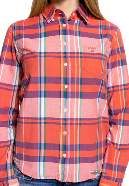 GANT Women's Rich Coral Madras Checked Shirt 432199